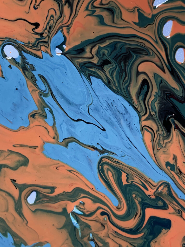 Abstract Swirling Texture Wallpaper in Brown, Orange & Blue