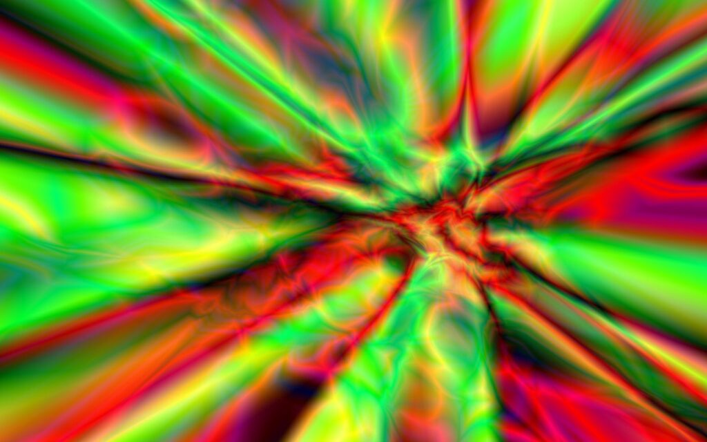 Vibrant Abstract Background HD: Green, Red & Yellow Explosion Wallpaper