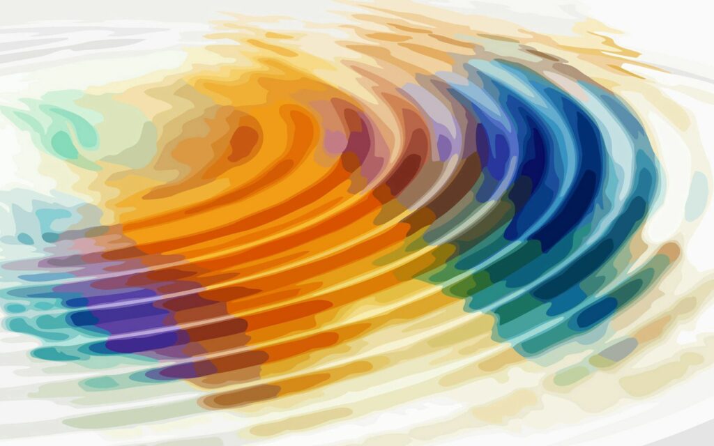 Dynamic Abstract Wallpaper: Fluid Patterns in Orange, Blue, and Green
