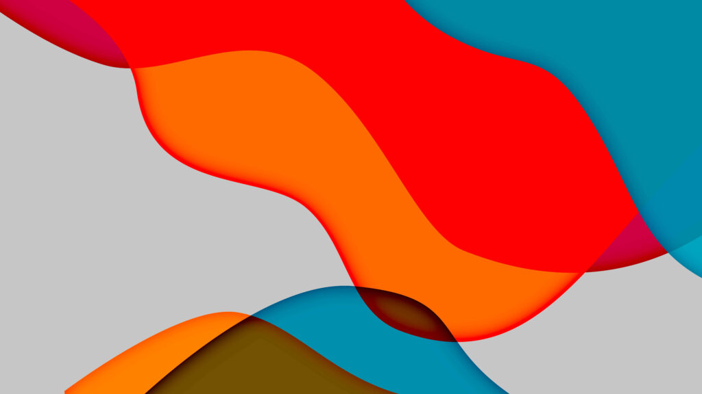 Dynamic Wavy Abstract Wallpaper in Red, Blue, and Orange on Gray