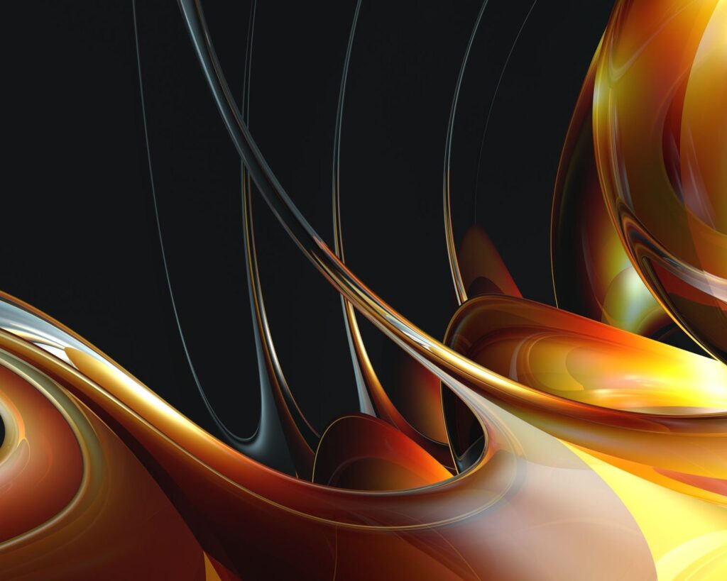 Vibrant Dynamic Abstract Wallpaper: Amber & Gold on Dark Background