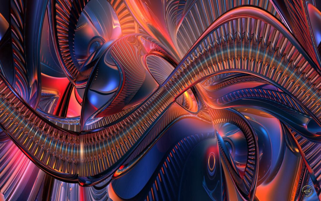 Vibrant Abstract Wallpaper: Dynamic Curves & Metallic Textures