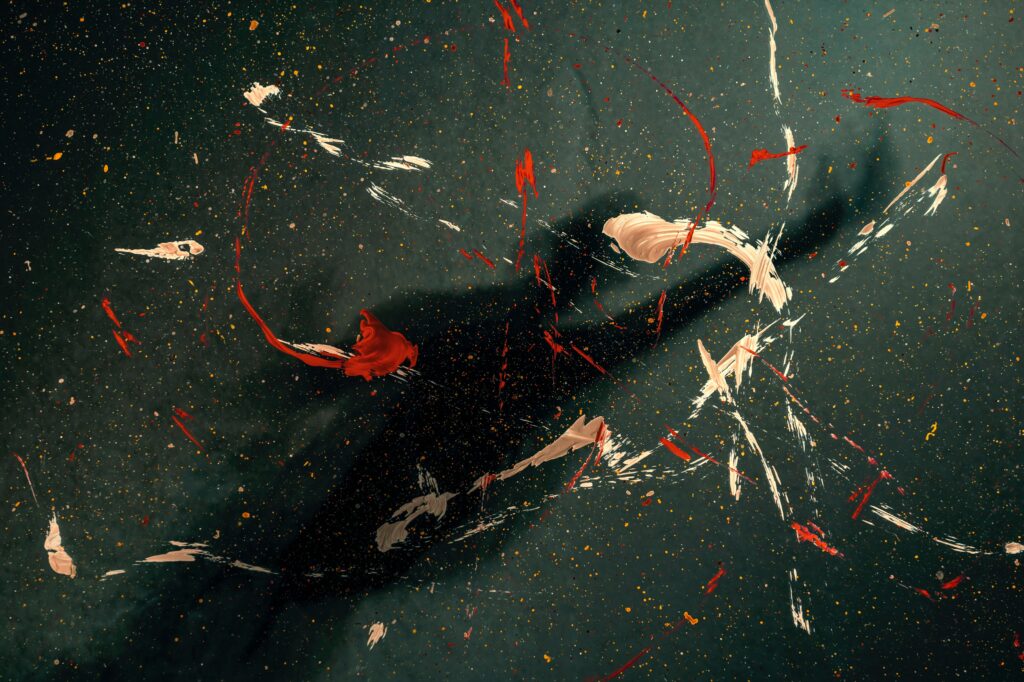 Dynamic Abstract Wallpaper: Paint Splashes on Blurred Background