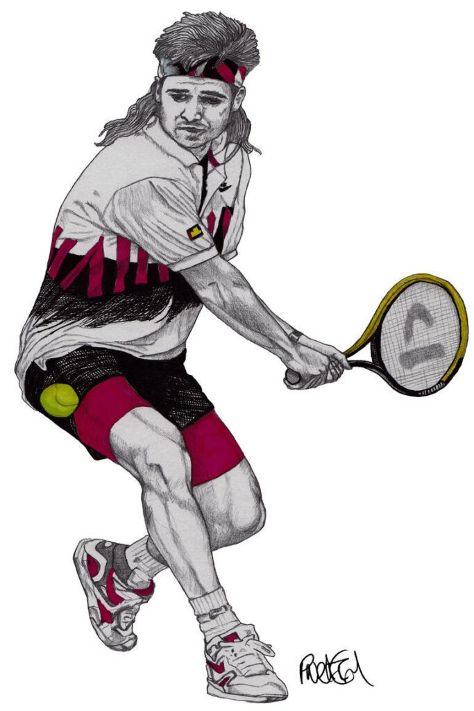 Dynamic Andre Agassi Tennis Wallpaper: Intense Action & Style