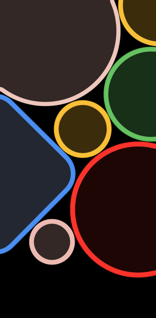 Vibrant Vision: Whimsical Android 11 Wallpaper with Google Logo's Palette and Transparent Geometric Elements
