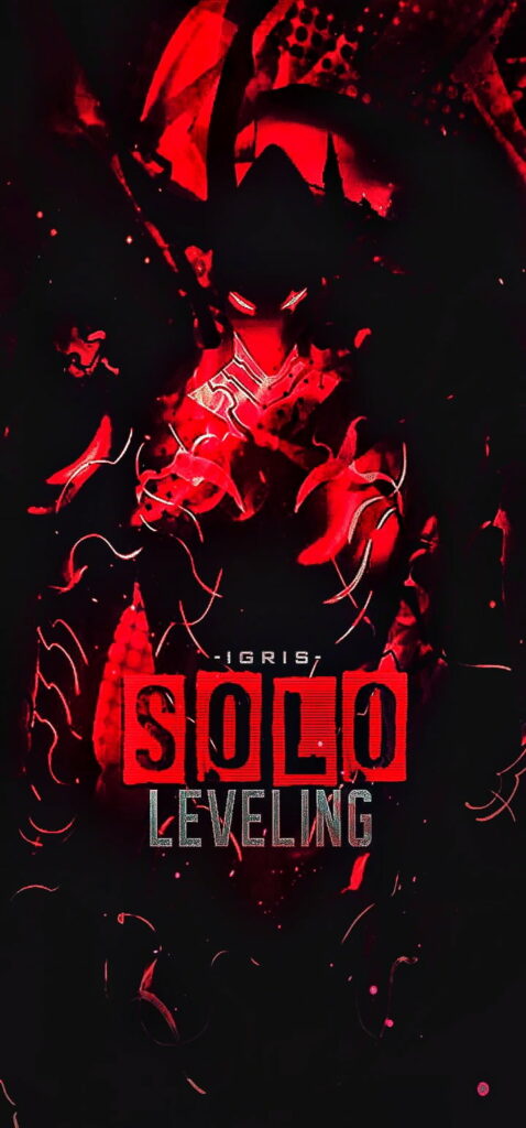 Enigmatic Solo Leveling Warrior, Igris, in Striking Black and Red Anime Wallpaper for HD Phone