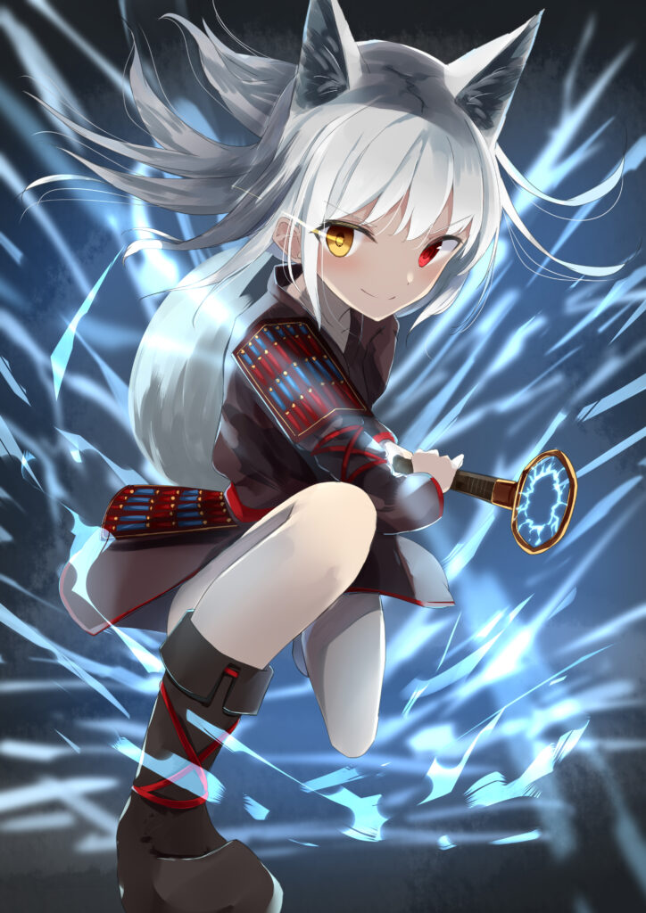 Dynamic Anime Wallpaper: Girl with Heterochromia & Wolf Ears