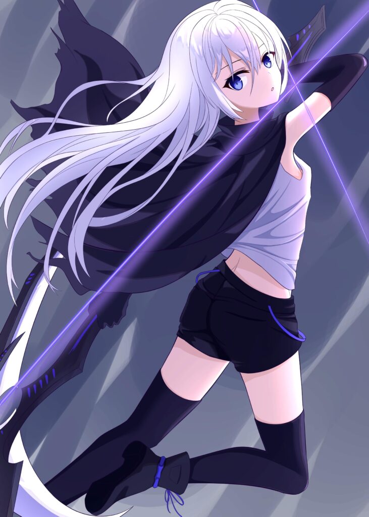 Dynamic Anime Wallpaper: White-Haired Girl in Action