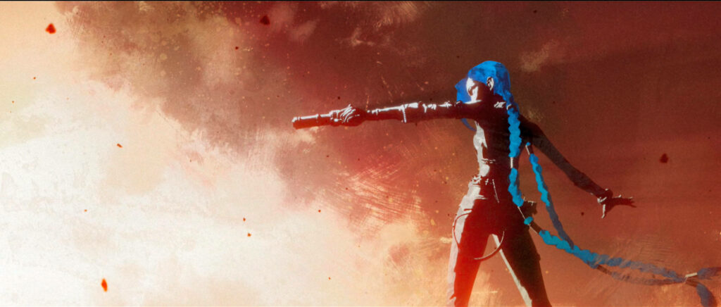 Dynamic *Arcane: League of Legends* Wallpaper with Fiery Action