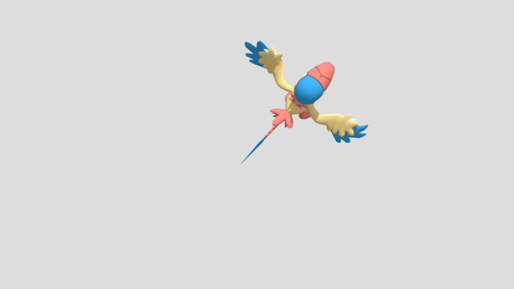 Archen Soaring: Minimalist Gray Wallpaper with Vibrant Pokémon Design