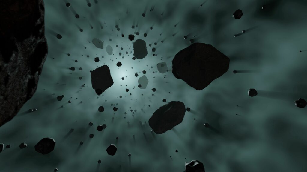 Asteroids Falling in Glowing Space: Dynamic Wallpaper Background