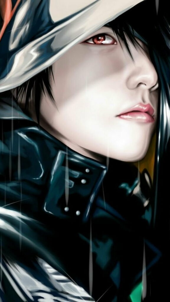 Charismatic Anime Boy: A High-Definition Wallpaper for your Phone, Radiating Attitude and Coolness