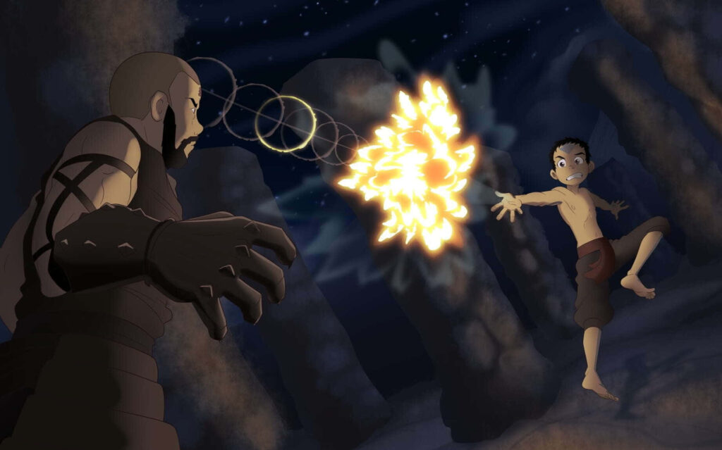 Dynamic Avatar Wallpaper: Zuko & Aang Fire & Airbending Night Scene