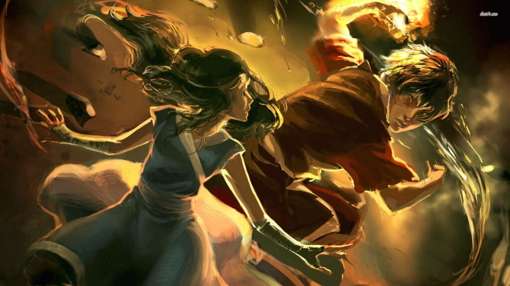 Avatar Battle Wallpaper: Firebender Zuko vs. Waterbender Katara
