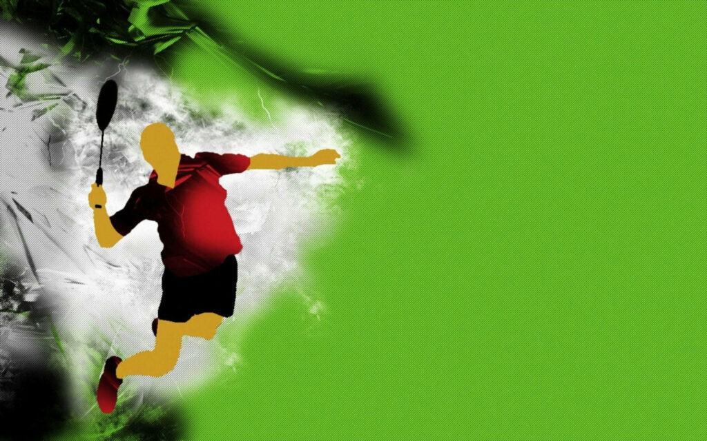 Neon Burst: Dynamic Badminton Player in Black and Red Jersey Wallpaper