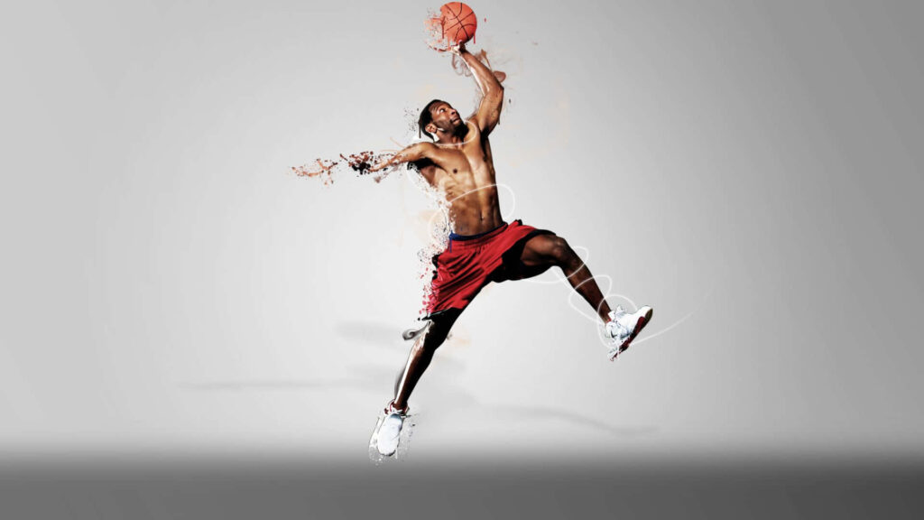 3D Basketball Player Dunk Wallpaper - Thrilling Sports Background