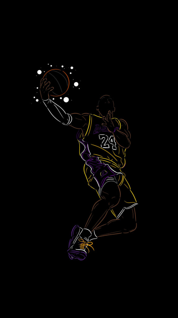 Dynamic Basketball Slam Dunk Line Art Wallpaper in Bold Colors