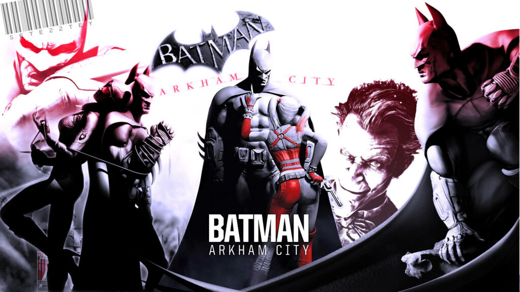 Batman Arkham City Poster: Bold Red & Black Wallpaper Background