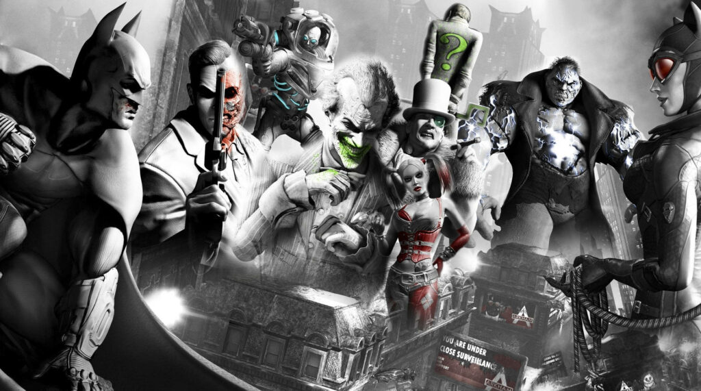 Dynamic Batman: Arkham City Wallpaper with Iconic Villains