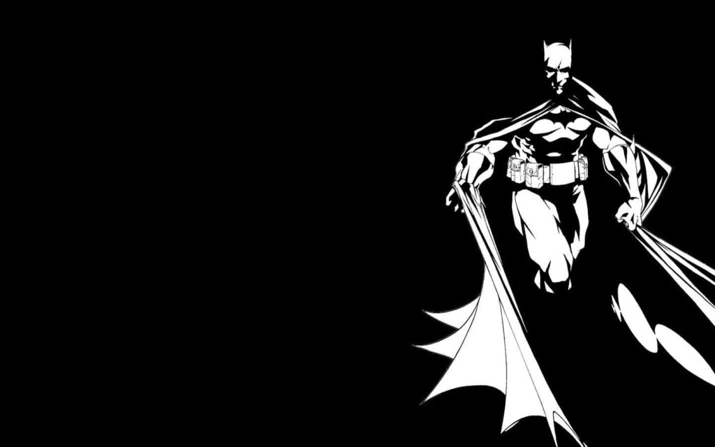 Dynamic Batman Monochrome Wallpaper: Iconic Silhouette in Black & White