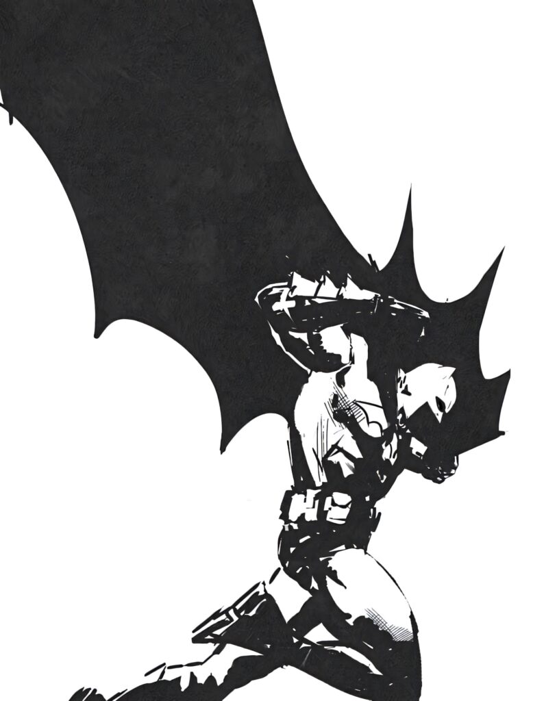 Dynamic Batman Silhouette Wallpaper Against Stark White Background