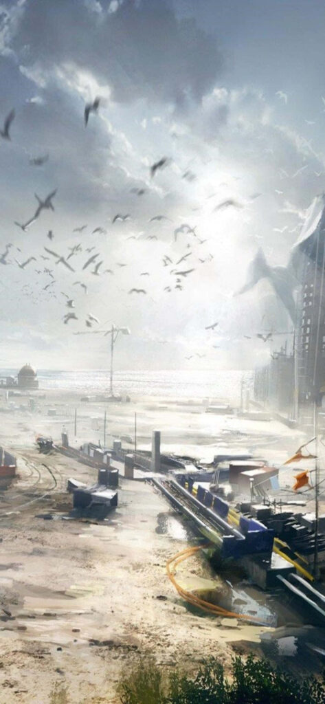 Battlefield 4 Wallpaper: Dynamic Industrial Scene with Flock of Birds