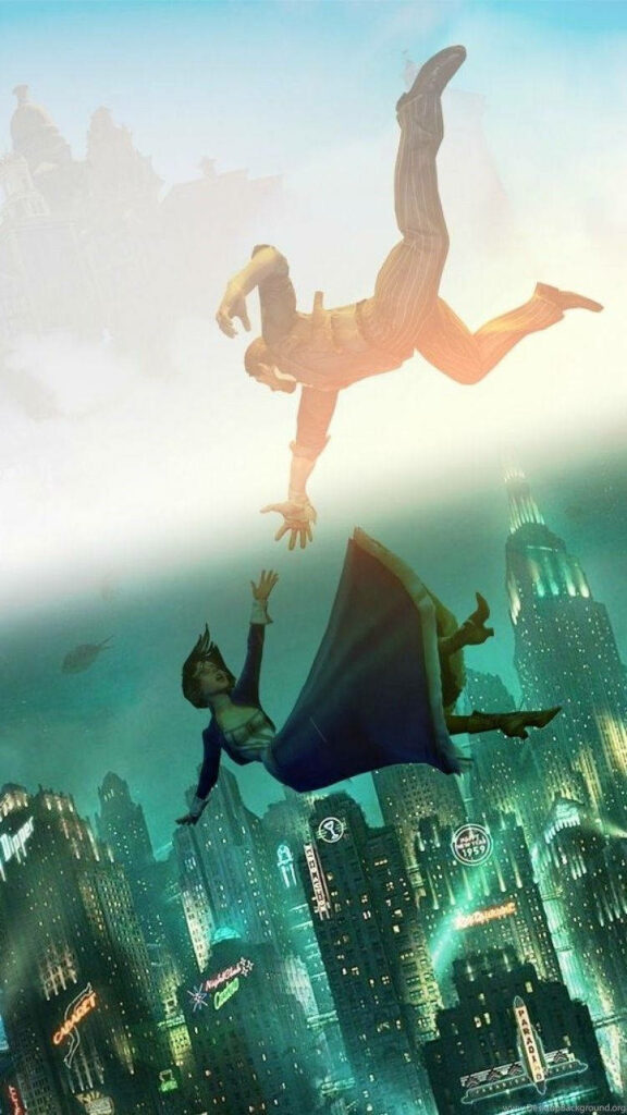 Dynamic Bioshock Wallpaper: Elizabeth & Booker Falling Over Rapture
