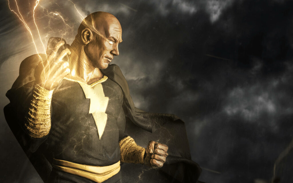 Dynamic Black Adam Wallpaper - Dwayne Johnson with Lightning Effect