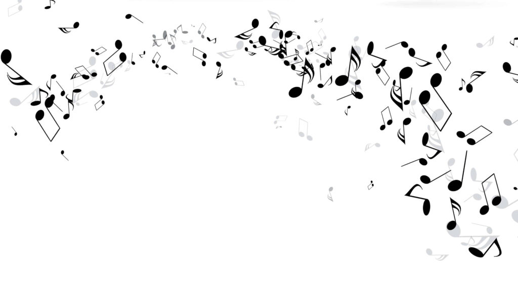 Dynamic Black Music Notes Wallpaper on White Background for Music Lovers