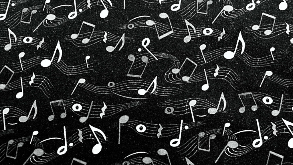 Dancing Music Notes Wallpaper - Black Background with White Symbols