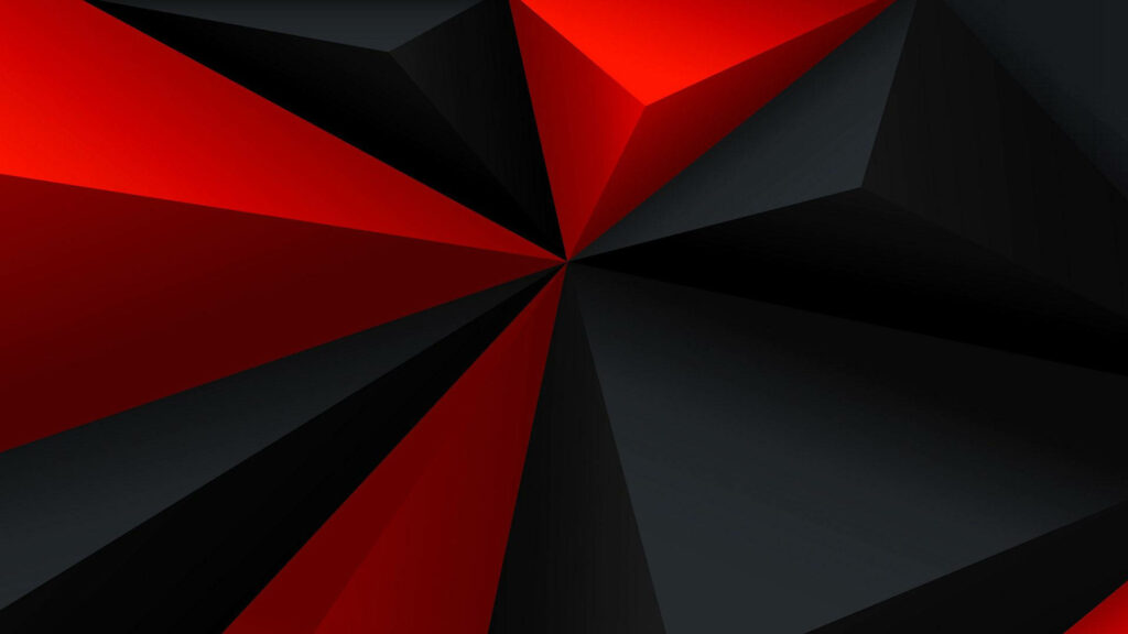 Vibrant Geometric Symphony: Abstract 3D Art in Dynamic Black and Red for Digital Background Wallpaper