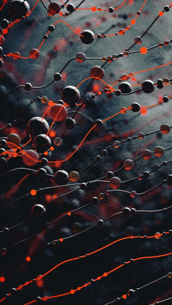 Vivid Black and Red Abstract Wallpaper with Dynamic Lines and Circles