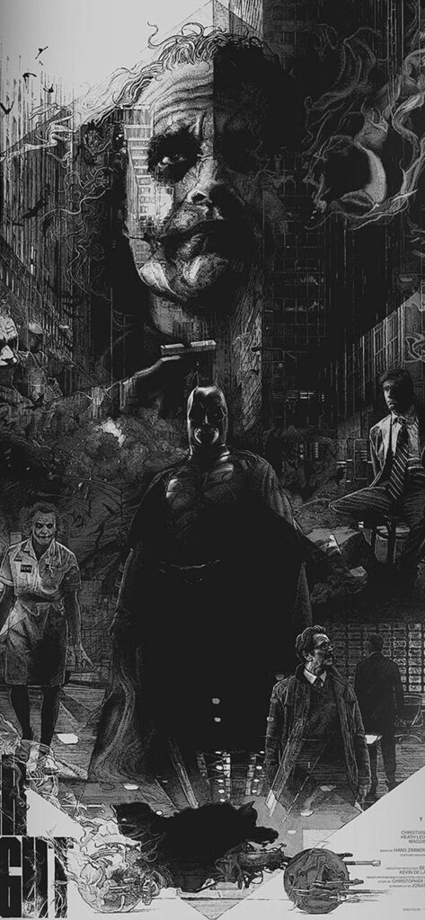 Dynamic 3D Black and White Urban Wallpaper with Intense Characters
