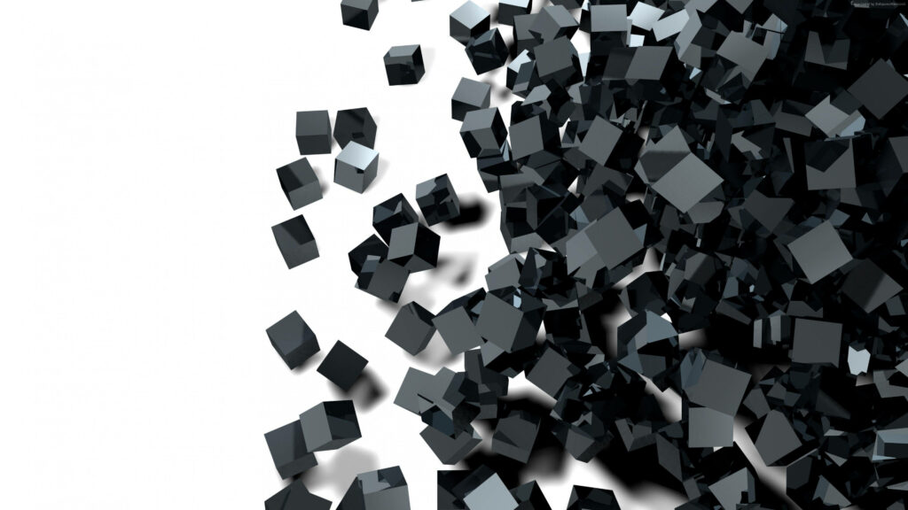Dynamic Black and White Abstract Cube Wallpaper - Modern Background