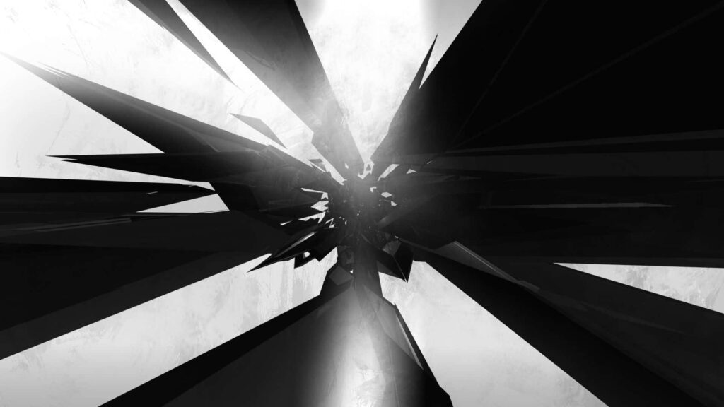 Dynamic Black and White Abstract Wallpaper with Geometric Shapes