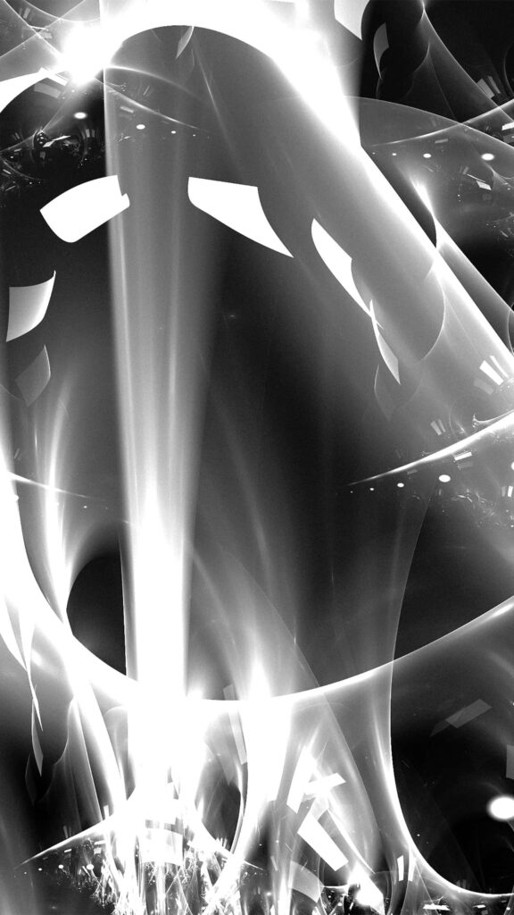 Dynamic Black and White Abstract Wallpaper with Fluid Light Waves