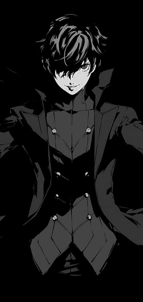 Dynamic Black and White Anime Boy Wallpaper | Intense Battle Pose