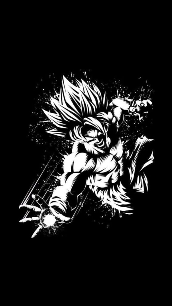 Dynamic Black & White Anime Character Wallpaper - Bold Contrast Design