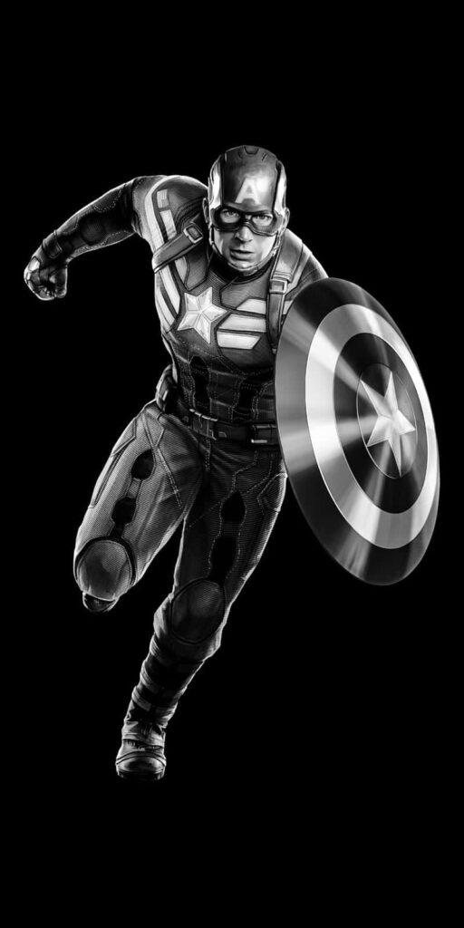 Dynamic Black and White Captain America Wallpaper - Classic Superhero Art