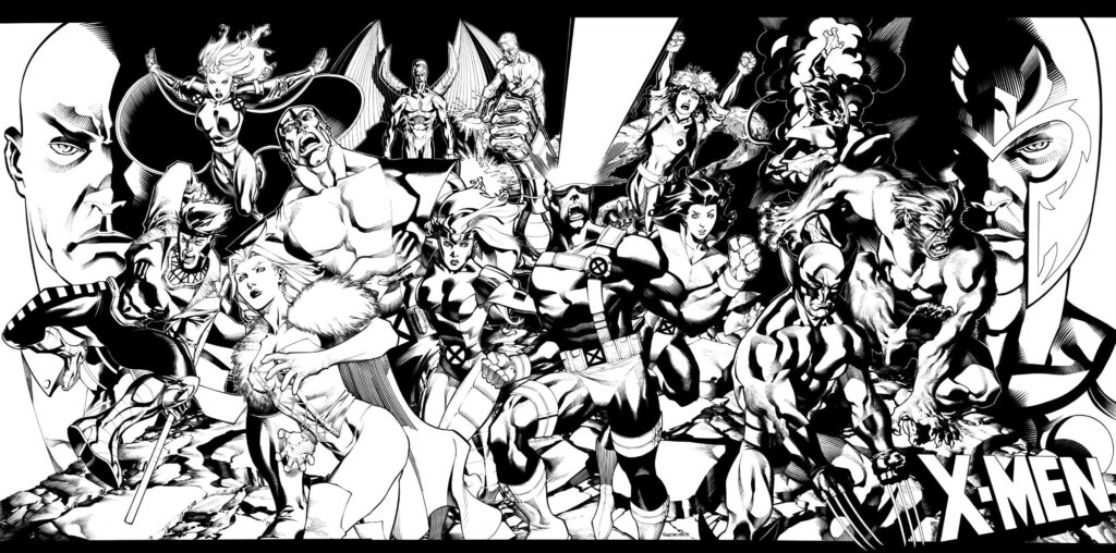 Dynamic Black & White Comic Characters: Adventure Wallpaper