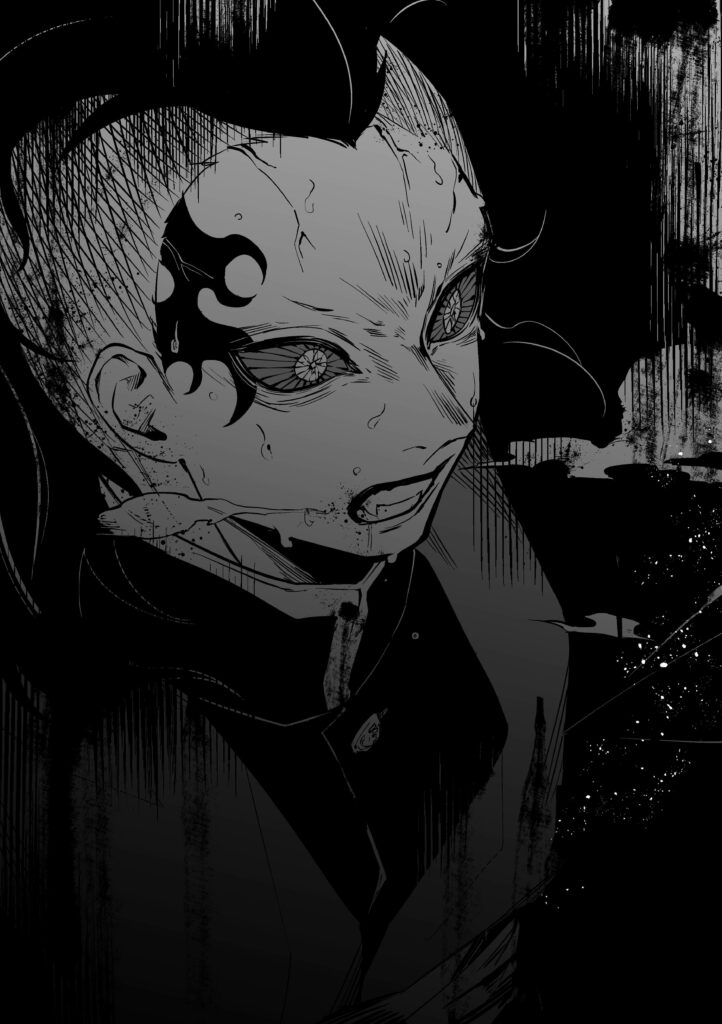 Dramatic Black and White Demon Slayer Character Wallpaper