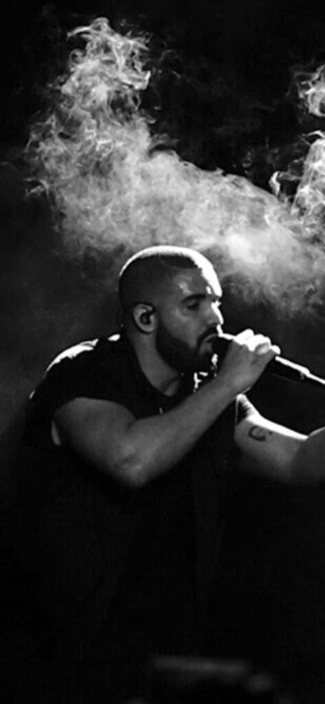Dynamic Black-and-White Drake Wallpaper with Smoke Effects