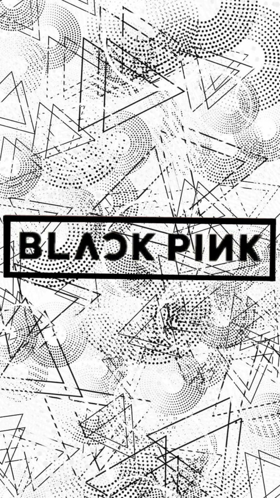 Dynamic Black & White Geometric Wallpaper with BLACKPINK Logo