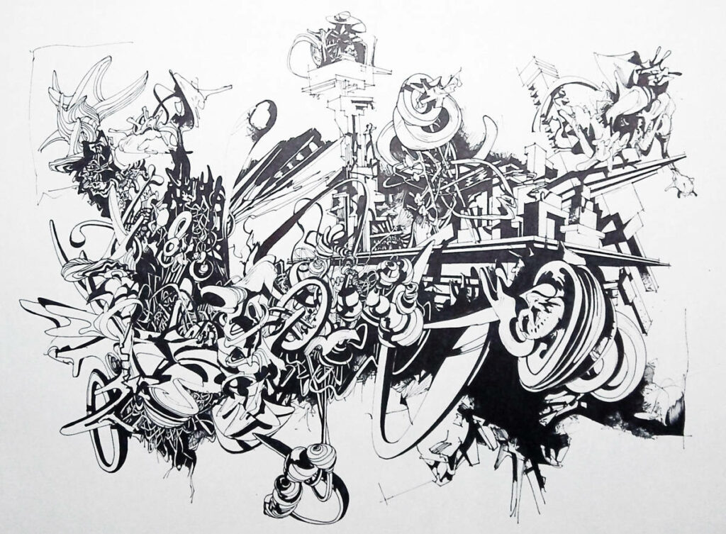 Dynamic Black & White Graffiti Abstract Wallpaper - Urban Art Background