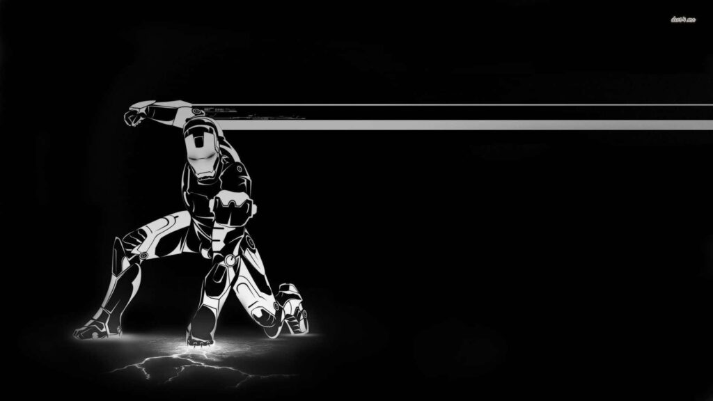 Dynamic Black and White Iron Man Wallpaper: Speed & Minimalist Design