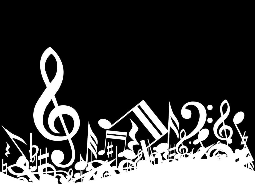 Dynamic Black and White Musical Notes Wallpaper - Artistic Background
