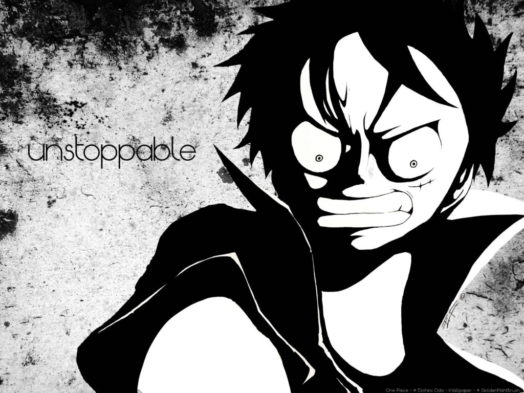 Dynamic Black and White One Piece Wallpaper: Unstoppable Character Design