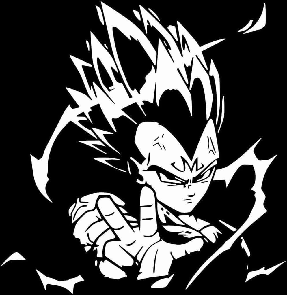Bold Black and White Vegeta Wallpaper: Iconic Anime Design