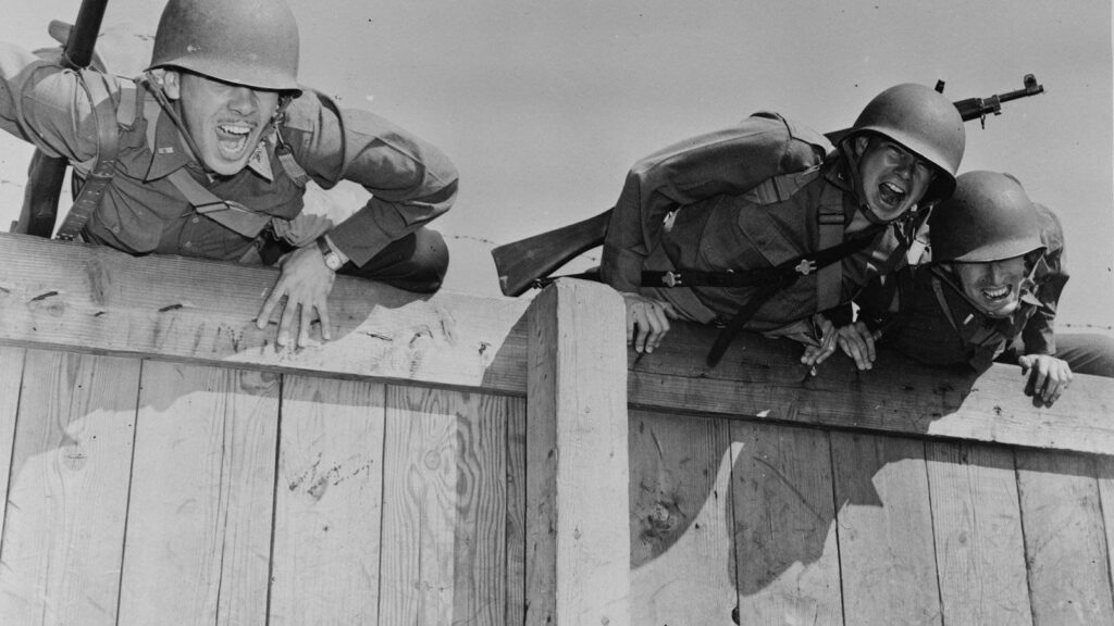 Dynamic US Army Soldiers Training | Black and White Wallpaper