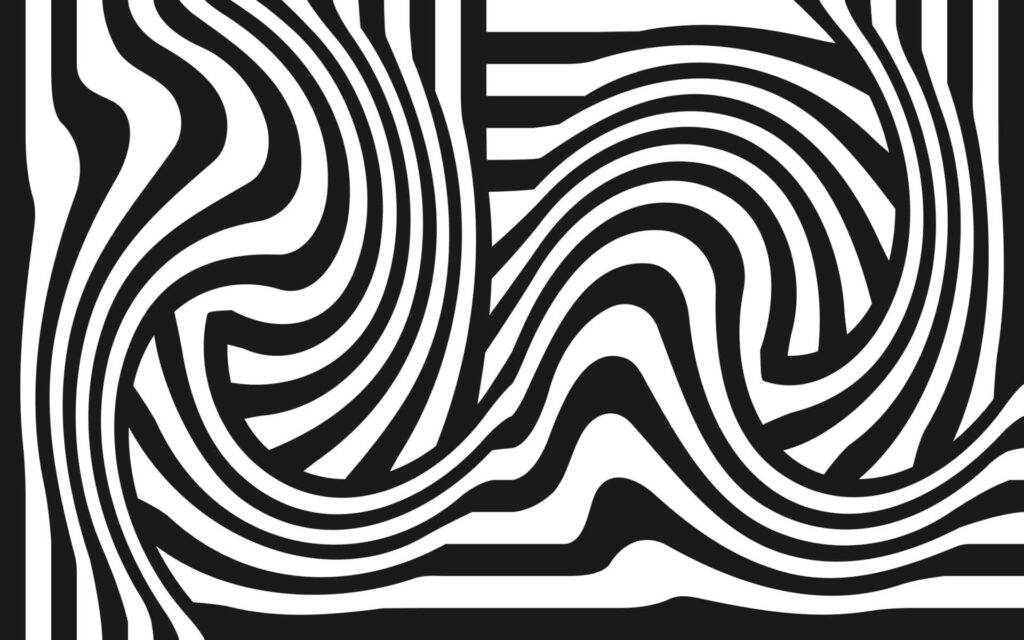 Dynamic Black and White Waves Wallpaper - Hypnotic Abstract Design